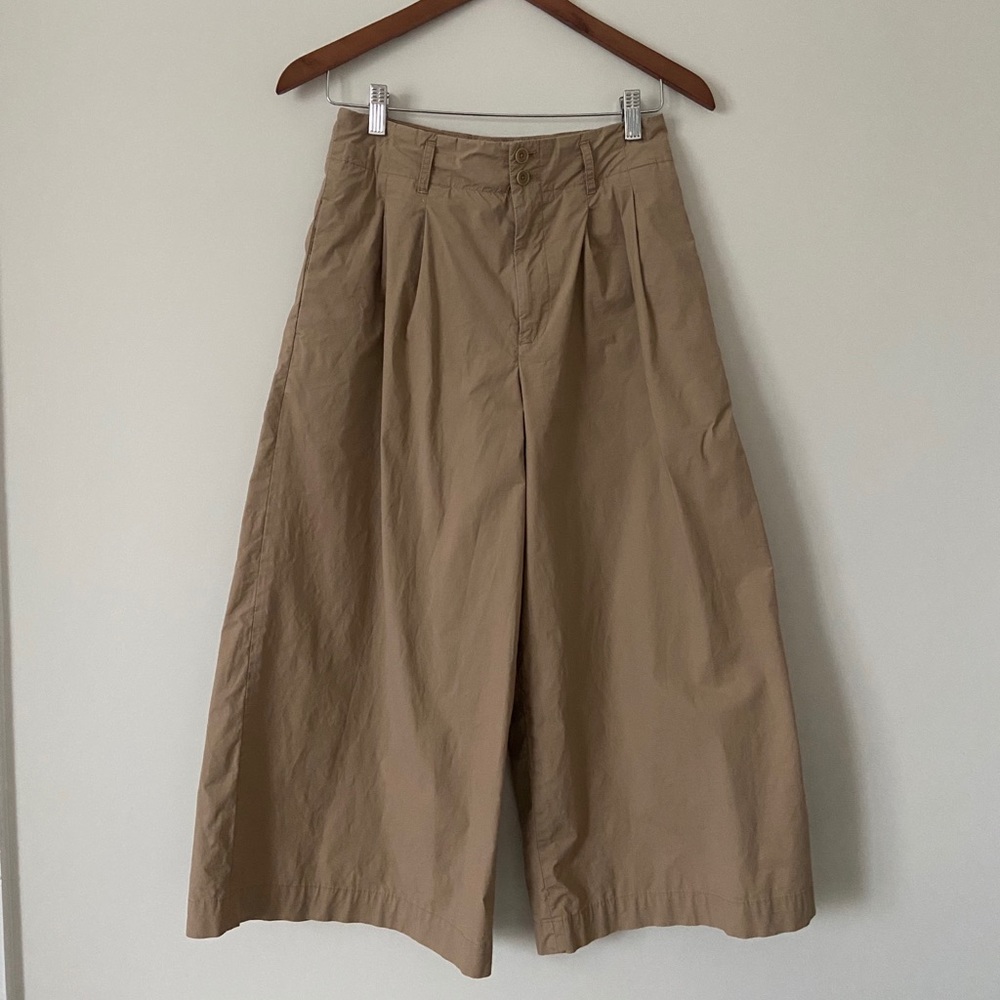Uniqlo high waist tan culotte pants